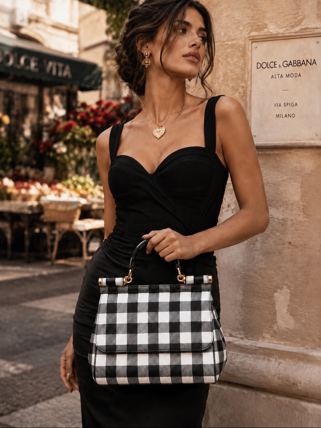 DOLCE & GABBANA SICILY CHECKER BAG